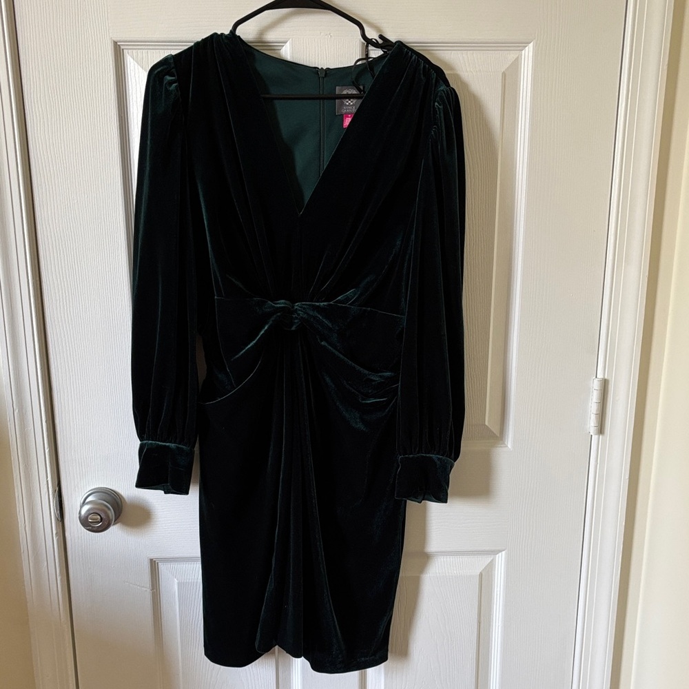 Vince Camuto Velvet Long Sleeve Dress in Black